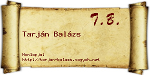 Tarján Balázs névjegykártya