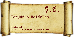 Tarján Balázs névjegykártya